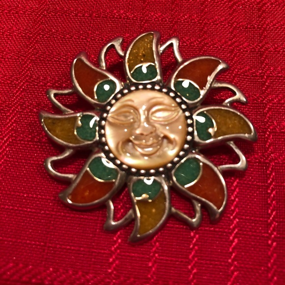 Beautiful Southwestern Sun Brooch and Pendant - Picture 3 of 6